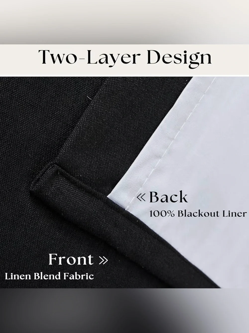 Black Pinch Pleated Linen 100% Blackout Curtains 2 Panels 40x102